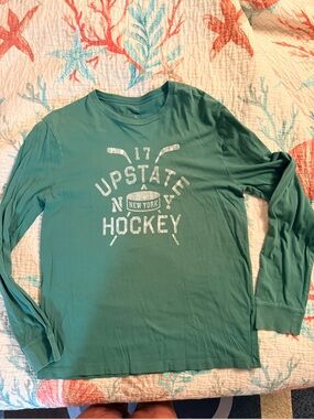 J. Crew Men’s Long Sleeve Teal Upstate Hockey Graphic Tee